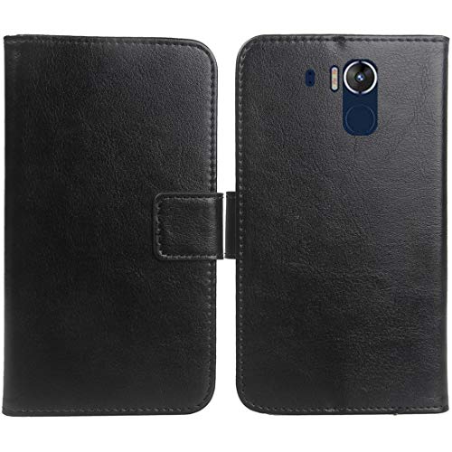 Gukas Flip PU Case para Nomu M8 / M8 Pro 5.2" Funda De Carcasa Cartera De Cuero Billetera Cover Piel (Negro)
