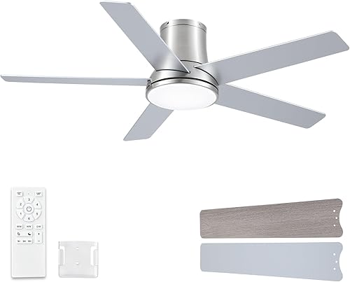 Miniatura 11 de Ventiladores de techo de 52 pulgadas con luces y control remoto, ventilador de techo empotrado blanco para dormitorio, sala de estar,