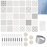 30 Stück Sashiko Schablonen Set, Geometrische Sashiko Starter Set