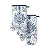 Martha Stewart Printed Oven Mitt Set 7×13 Strie Medallion