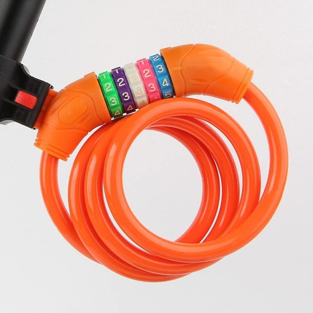 120 cm Bike Lock Cable,Portable Bike Lock with Mounting Bracket 5 Digit Resettable Bike Locks with Combinations Anti-Theft Lock (Orange 12 * 12000mm)