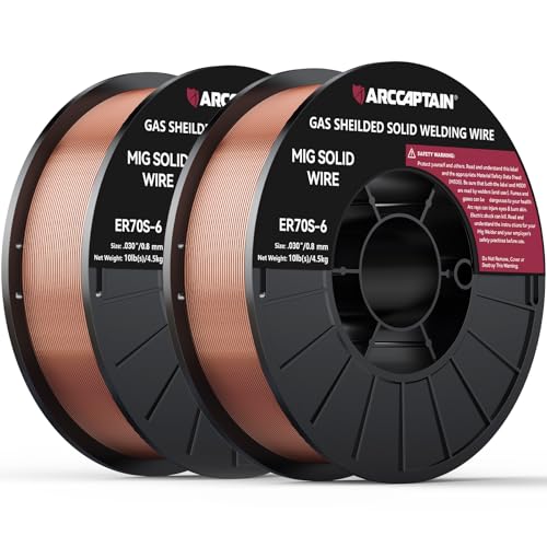 Image of ARCCAPTAIN Mig Welding Wire, 0.030 10Lb Mig Wire ER70S-6 10Lbs Gas Solid Carbon Steel Low Splatter Mig Welding Wire Compatible With Lincoln Miller Forney Harbor Welder 0.08 4.5KG, Pack of 2