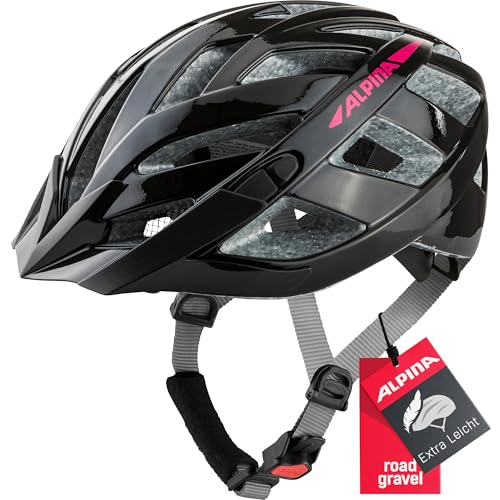 ALPINA PANOMA - Reflektierender & Optimal Belüfteter Fahrradhelm Mit Fliegennetz & Nachrüstbarem LED Für Erwachsene Black-pink Gloss S (52-57 cm)