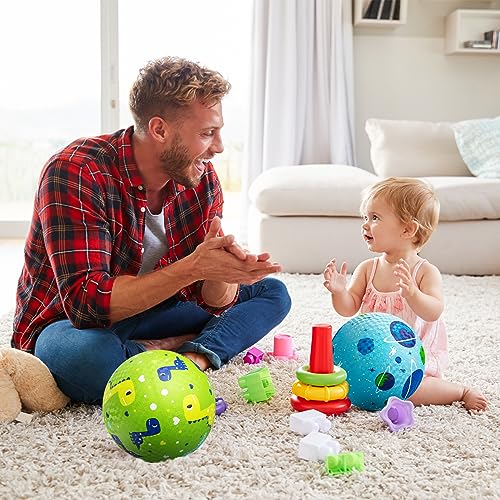 ZOOJOY Pack of 2 Cartoon Playground Balls, Balls for Toddler 1-6, 8.5\" Rubber Ball Bouncy Kickball, Indoor & Outdoor Ball Game for Kids with Pump - Thumbnail 6