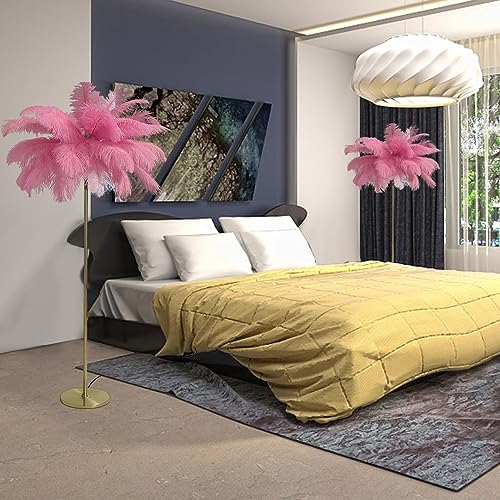 Lámpara de pie de plumas con bombilla G4 para decoración de cuartos 6