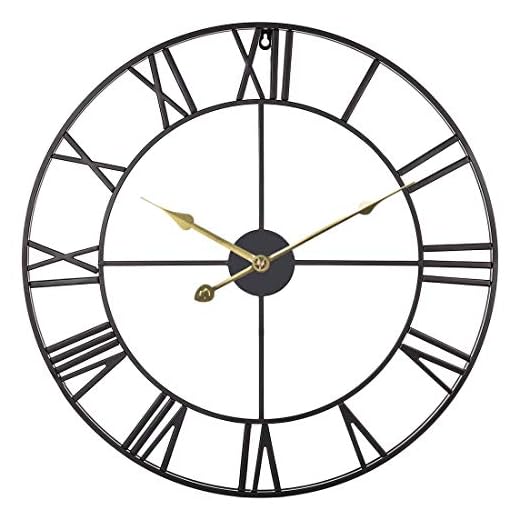 Väggklocka metall 60 cm väggklocka tyst vintage romerska siffror tyst för vardagsrum/sovrum/kök/kontor medium