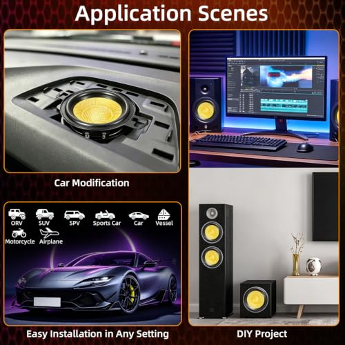 Image of 3.5 Inch Car Speakers, 4 Ohm, Glass Fiber Cone for Deep Bass & Clear Mids - High Sensitivity, Shockproof Design