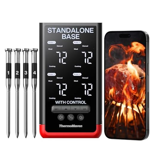 ThermoMaven Smart Bluetooth Wireless Meat Thermometer – 4-Probe, WiFi Unlimited Range, 6 Sensors with NIST Certified Accuracy, Ideal for BBQ, Grill, Kitchen, Oven, Smoker & Rotisserie