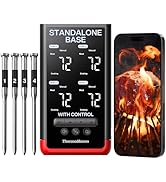ThermoMaven 4-Probe Wireless Bluetooth Smart Meat Thermometer: Standalone Base, WiFi Unlimited Ra...