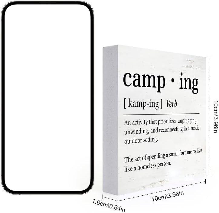 Miniatura 6 de 1 placa decorativa de PVC con temática de campamento de estilo retro, adecuado para decoración de escritorio de Navidad, cocina, baño, oficina,