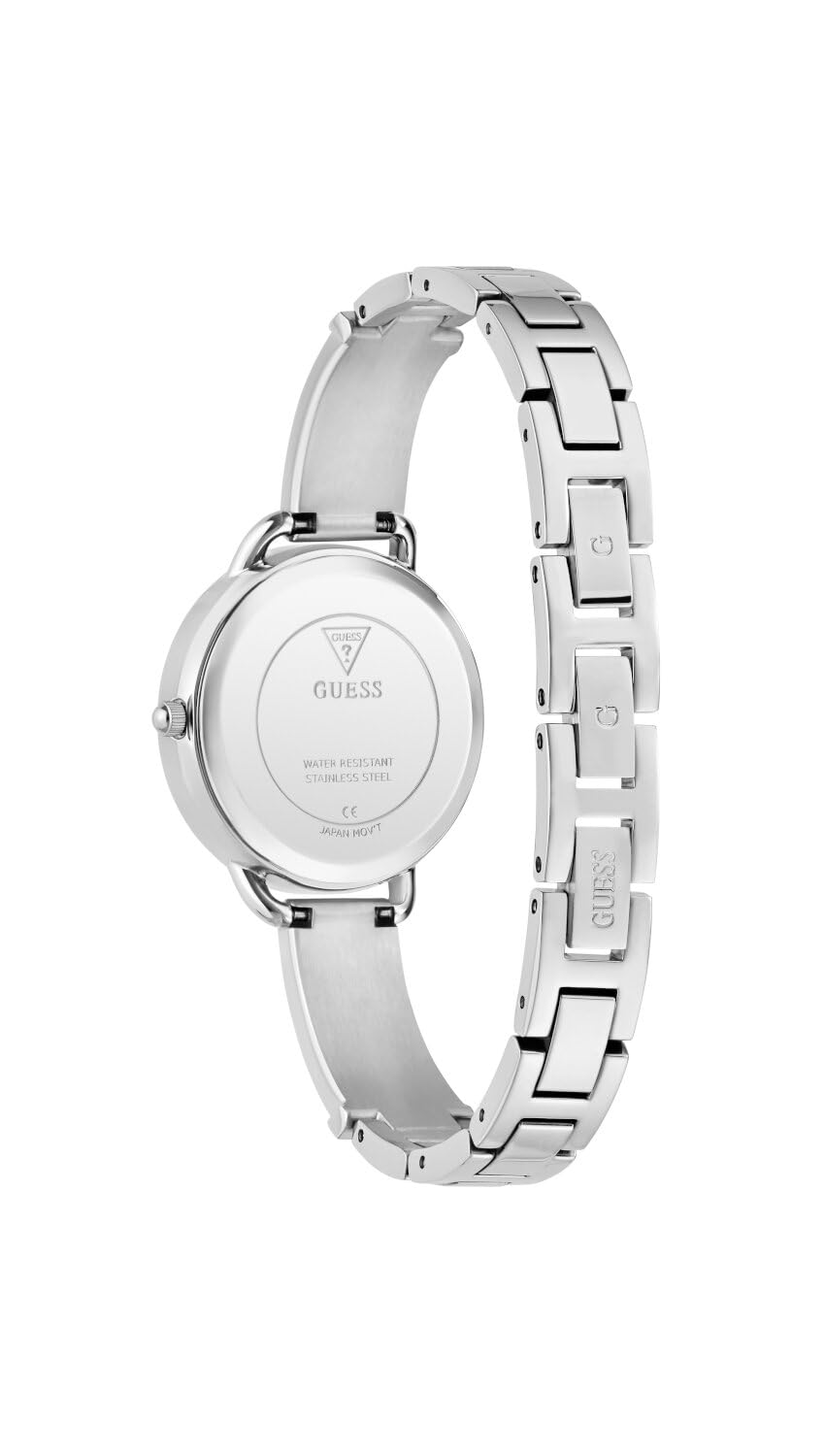 Guess GT TRI Bellini Damen Armbanduhr mi Zirkonia in der Farbe Silber mit Armband aus Edelstahl, Wasserdichtigkeit: 3 bar, Gehäusedurchmesser: 30 mm, GW0914L1