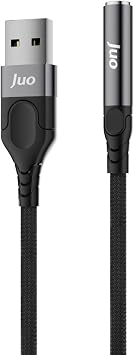 Juo USB-A to 3.5mm Jack Headset Microphone Aux Converter External Sound Card
