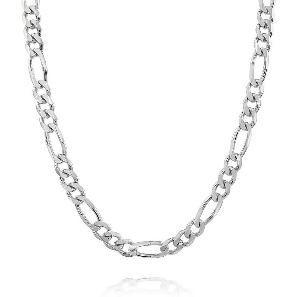 Amazon Brand - Nora Nico 925 Sterling Silver Italian 7 MM Solid Diamond-Cut Figaro Link Chain Necklace for Men and Women 24 Inches (B0C6LWRVKK) Amazon Price History, Amazon Price Tracker
