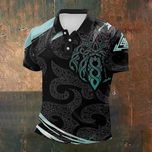 Polo Vikings homme en maille ultra fine avec imprimé 3D Valhalla - 2