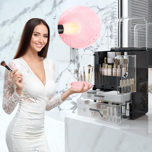 Miniatura 7 de Wuciray Organizador De Maquillaje Grande Makeup Organizer Con Cajones Y Tapa Transparente Para Brochas Y Skincare