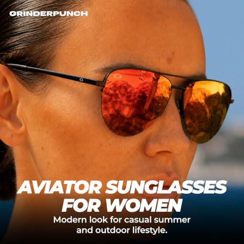 Image of grinderPUNCH Polarized Aviator Sunglasses Men Women 70s Retro Costume UV400 | Polarized UV400 Aviator, 70s Retro Gold Metal Frame, Classic Pilot Style, Costume and Fashion, for Men and Women
