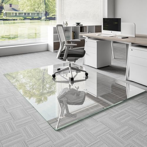Koonmi Glass Chair Mat for Carpet, 50"x65" Thick Office Chair Mat