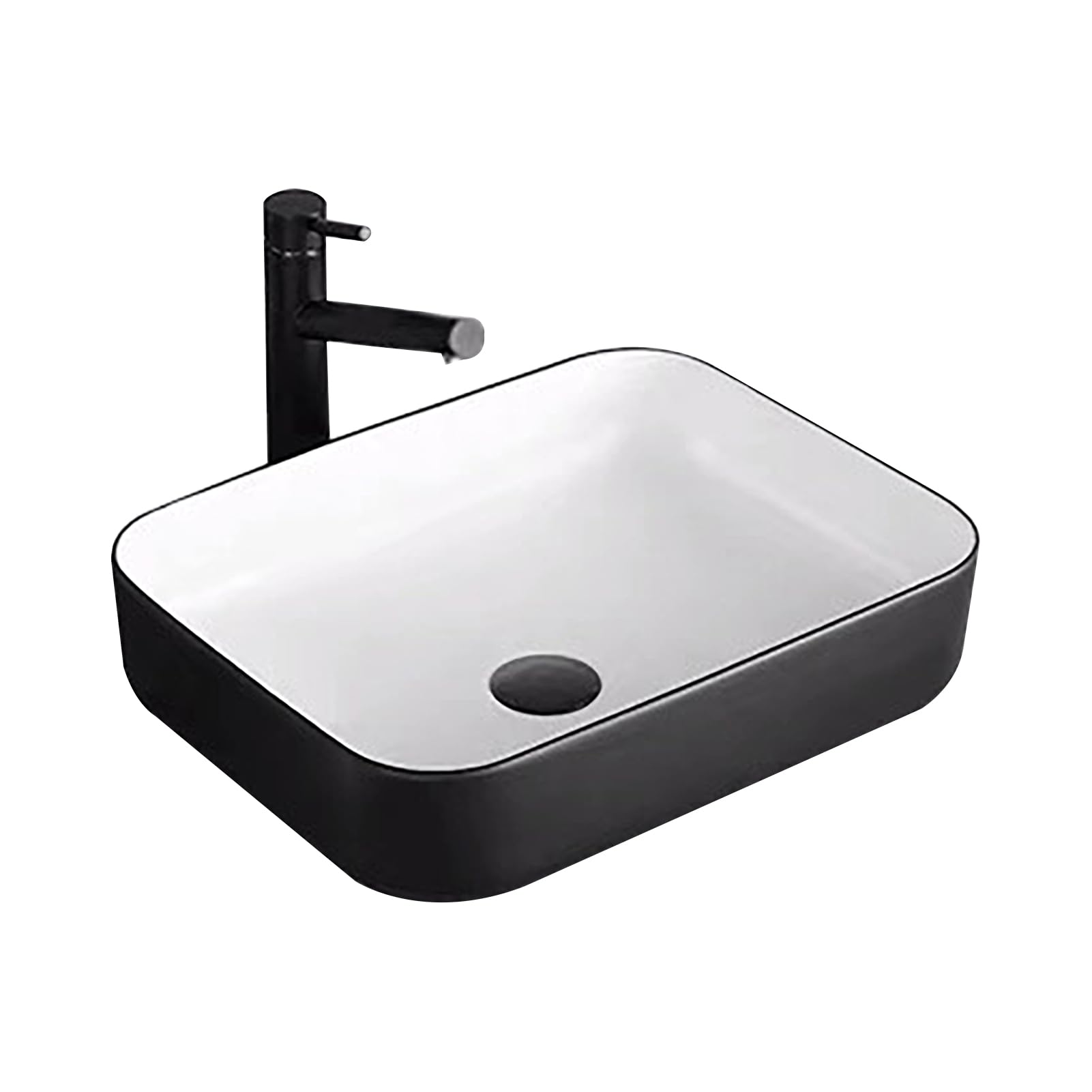 ASerZenith Bathroom Vessel Sink Vanity, Modern Above Counter Sink Bowl With Pull-Down Faucet, Wash Sinks Basin Ceramic Easy To Install, For Cabinet Lavatory Vanity Cloakroom(H)