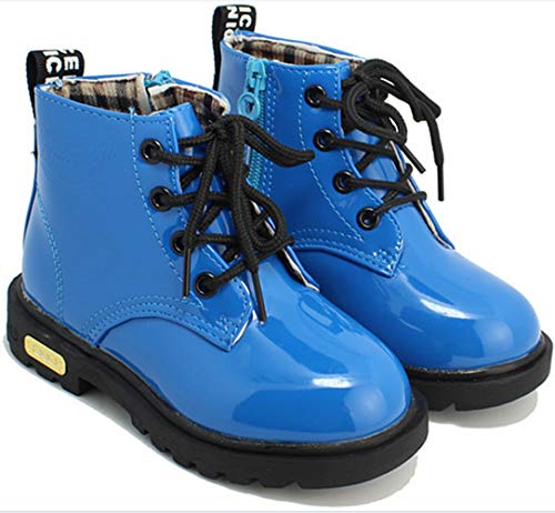 DADAWEN Boys Girls Waterproof Outdoor Ankle Boots Side Zipper Lace-Up Combat Boots for Kids (Toddler/Little Kid/Big Kid) Blue US Size 13 M Little Kid by DADAWEN - Image 3
