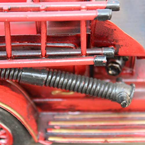 Camión de bomberos modelo europeo retro mini vintage para manualidades de mesa y adornos de madera 2