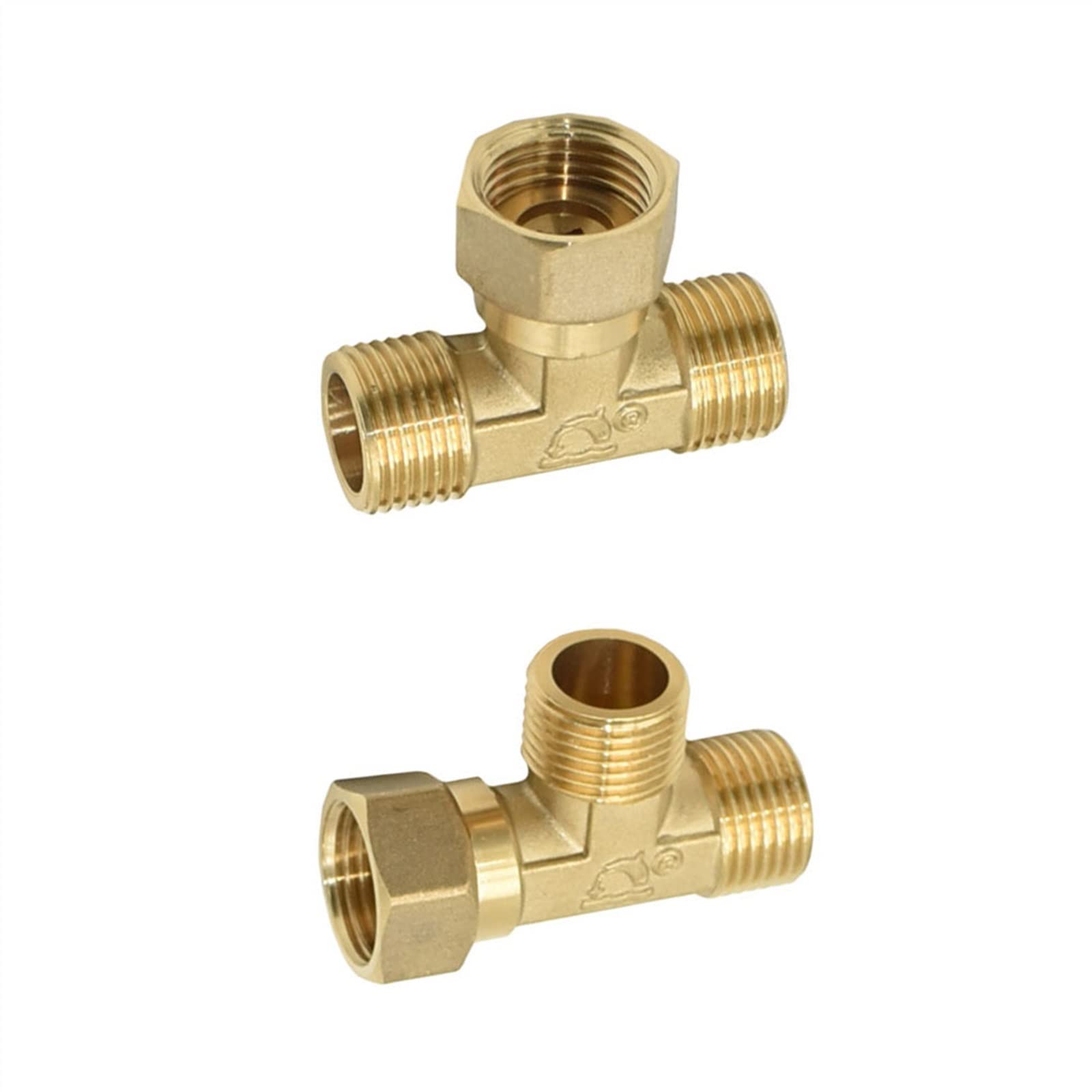 Dlvapbksjqmb A Hose Splitter,1/2 Inch Thread Tee Connector Brass T-Shaped 2-Way Water Copper Plumbing Dapter For Kitchen Nd Bathroom 1Pcs(A)