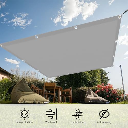 Voile d'ombrage rectangulaire 3.4x3.5m gris clair avec cordons