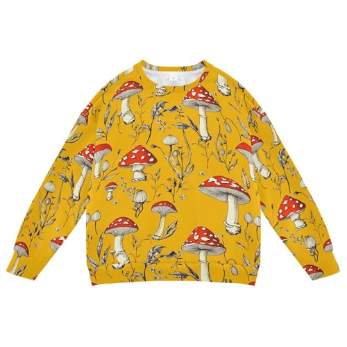 JUNZAN Red Mushrooms Fall Yellow Little Kids Sweatshirt Hoodie Crewneck Hoodies for Girls Camping 4T