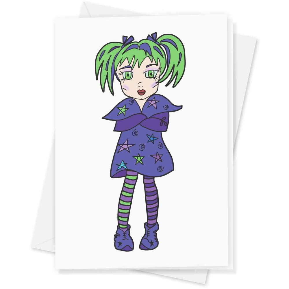 Large (A4) 'Witchy Girl With Attitude' Blank Greeting Card (GC00049906)