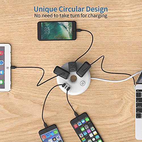 NTONPOWER Travel Power Strip Bundle, 3 Outlets 3 USB Portable Desktop Charging Station with 15 inch Short Cord and 5ft Extension Cord for Office, Home, Hotels, Cruise Ship, Nightstand - White - image 8