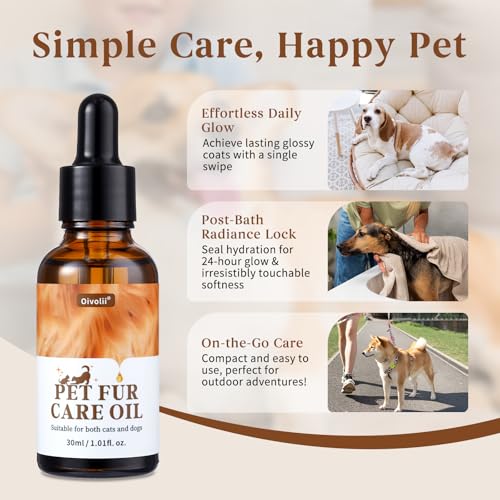Image of Pet Fur Care Oil Detangles, Reduces Shedding Leave-in Conditioner for Dogs & Cats - Strengthen, Moisturize & Restore Natural Luster to Your Pet's Coat, 1.01 fl. Oz