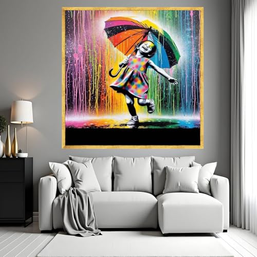Fille joyeuse avec parapluie arc-en-ciel pour égayer votre quotidien
