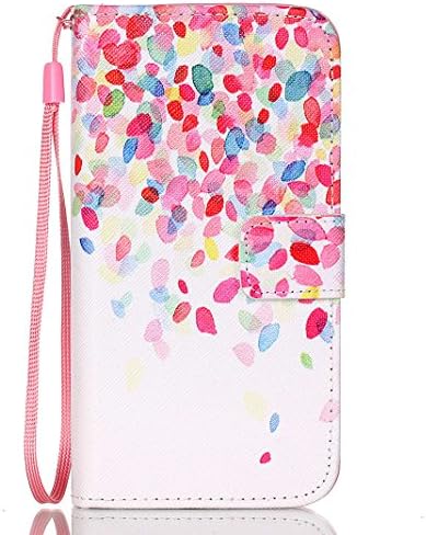 HappyJacky PU+TPU Painted Leather Wallet Case for Samsung S7 Edge Card Slot Flip Stand Magnetic Button Cover Pocket Money Clip with Lanyard Phone Cover (Petal)