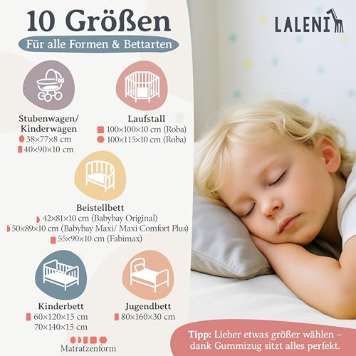 Laleni Jersey Spannbettlaken, 70x140cm, für Baby Beistellbett & Stubenwagen, 100% Baumwolle, Oeko-TEX Zertifiziert, Weiß