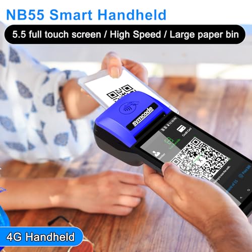 Image of symcode POS PDA Mobile POS Machine Terminal Thermal Receipt Printer 5.99 inch High Resolution and Clear Touch Screen Handheld PDA Printer Android 8.1 OS Built-in Google Play and NFC