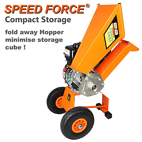 SPEED FORCE Self-Feed Wood Chipper Shredder 6.5 HP 208cc Gas Powered Wood Chipper EPA/CARB Certified (1 Set Extra Free Blade) - Thumbnail 7