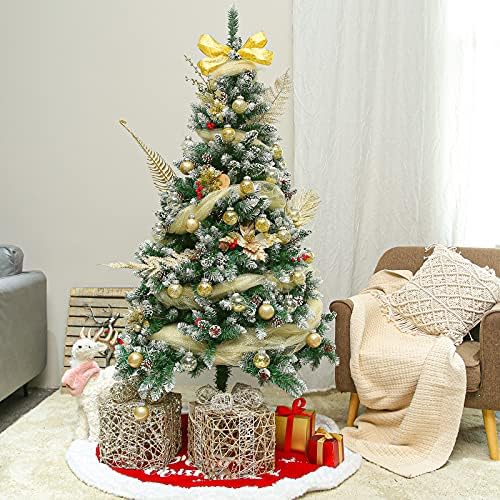 Christmas Tree Ornaments, ROSELEAF Shatterproof Clear Gold Christmas Baubles 30pcs 2.36inch 6cm Pet Christmas Ball Decorations for Party Wedding Christmas