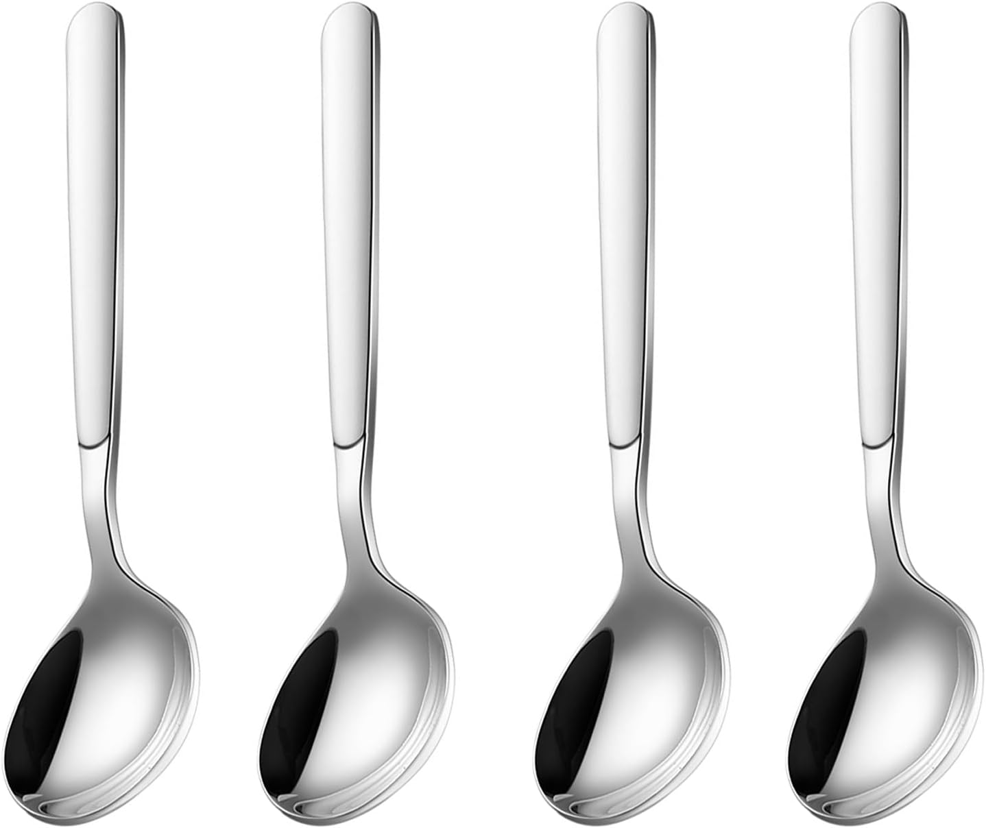 Ouliget Asian Soup Spoons Chinese Soup Spoons Stainless Steel Spoons, Thick Heavy Stainless Steel Soup Spoons Table Spoons Dinner Spoons Flat Square Spoon,Set of 4