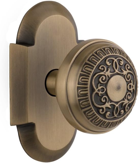 Nostalgic Warehouse Cottage Plate with Egg & Dart Door Knob, Single Dummy, Satin Nickel