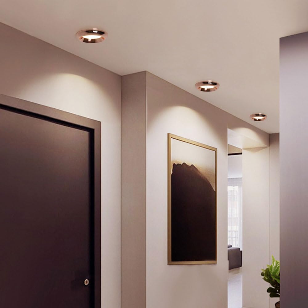 15 Pack Recessed Lighting Housing Trim Kits Rose Gold LED Ceiling Lamp Anti-Glare LED Downlights 5W 3000K/ 4000K/ 6000K Dimmable LED Recessed Downlights Indoor Decoration