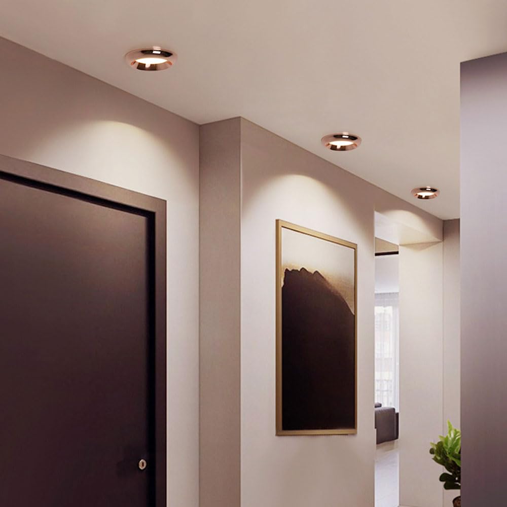 4 Sztuki Wpuszczanych Lamp Sufitowych Led, 3,5-Calowa Metalowa Oprawa Oświetleniowa 3Cct, Ściemnialna, Regulowana Temperatura Barwowa 3000K/4000K/6000K, Różowozłota Listwa Maskująca, Oświetlenie Led