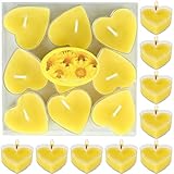 Romantische Kerzen in Herzform,9 Stück Herzförmige Romantische,Valentinstag Deko Set,Herz Kerzen,Teelichter Herzform für Romantisch Valentinstag Hochzeit Dekoration (Gelb)