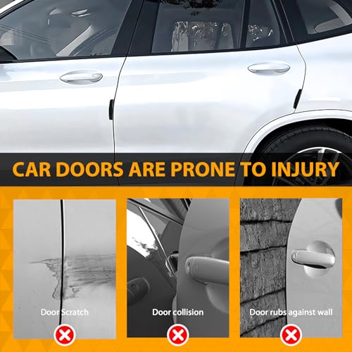 4 PCS Car Door Edge Protector - Universal Auto Side Door Protector Edge Guards, Anti-Scratch Edge Guard Accessories Trim for Car Bumper Protection (Carbon Black)