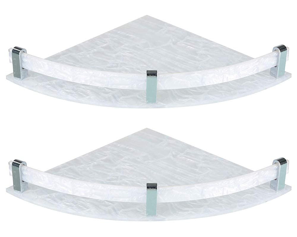 QUISTAL 12x12 Inch Acrylic Wall Mount Multipurpose Modern Corner Shelf for Bathroom, Kitchen, Bedroom (Pack of 2, Marble White) (B09J3T4Q18) Amazon Price History, Amazon Price Tracker