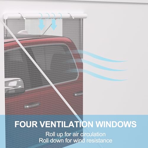 FEMICON Heavy Duty Portable Garage for Protection and Versatility, 12\' x 20\' with Roll-Up Doors and Ventilated Windows, White - Thumbnail 3
