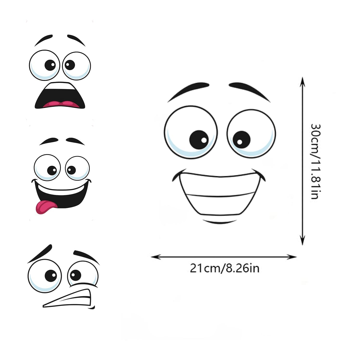 Funny Trash Garbage Can Stickers - 11.8in x 8.3in Large Cute Toilet Lid Decal Sticker, Adhesive Cartoon Expressions Sticker for Kitchen Fridge Bucket, Decorative Wall Stickers Indoor Outdoor