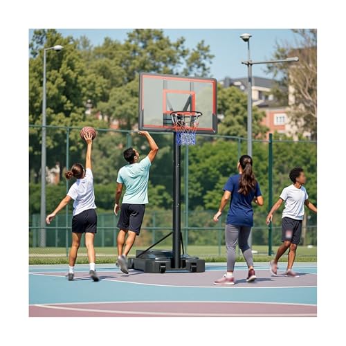 Aro De Baloncesto Al Aire Libre, Aro De Baloncesto Portátil Ajustable De 5,5 A 10 Pies con Tablero De PC, para Jóvenes, Adolescentes Y Adultos