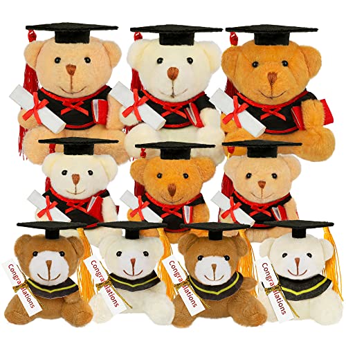 Fovths 10 Pieces Plush Graduation Bear Class Of 2023 Graduation Stuffed Animal Bear Teddy Bear Plush Gift With Cap For Graduation Party Supplies Gifts High School College, Black #TOP18