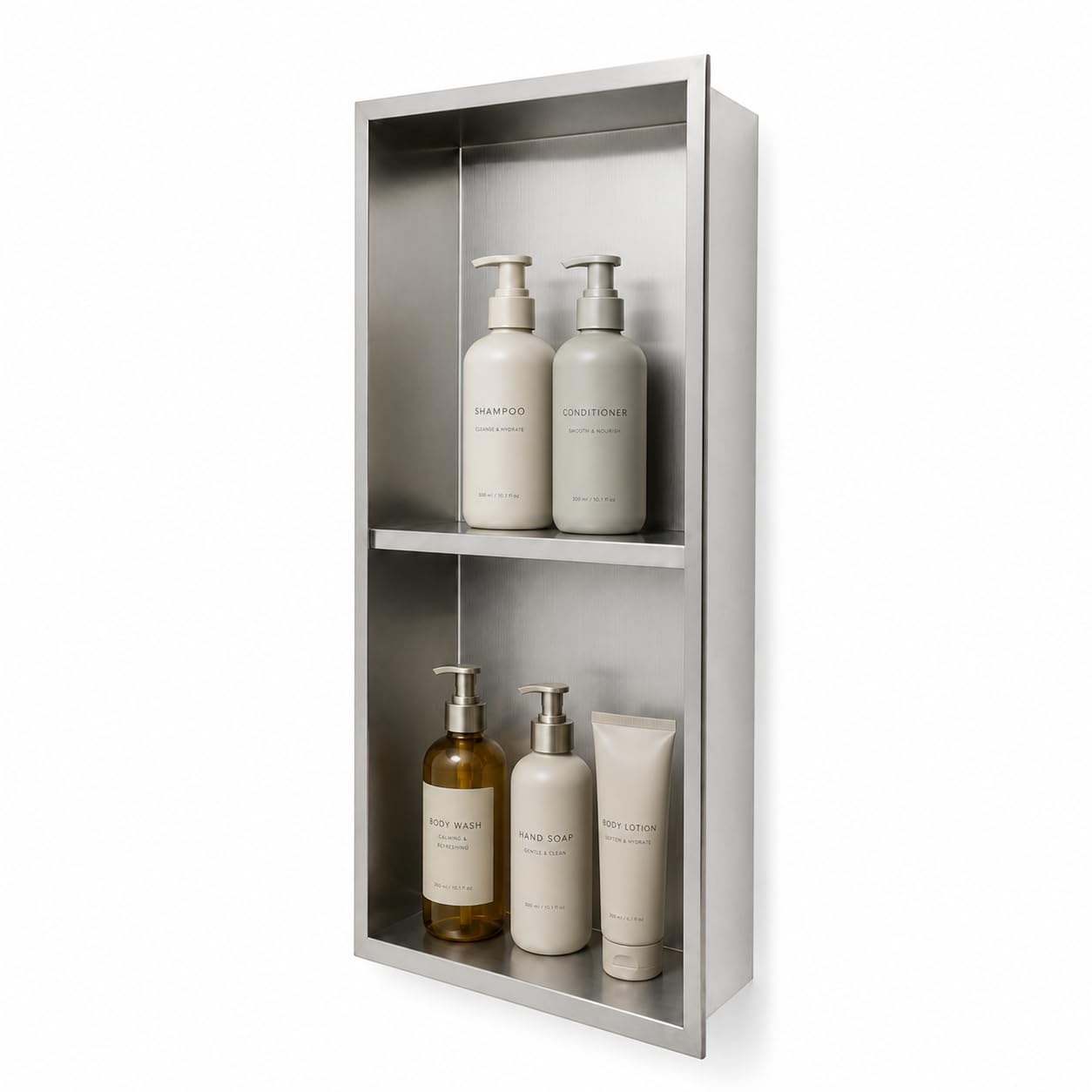 Hornacina Ducha Empotrable Vertical 33x63 cm Acero Inoxidable S.304 Nicho Baño Pared | Estante Ducha Integrado Anticorrosión Nicho de Ducha Empotrable | MEDIMEX Artic (Níquel Cepillado)