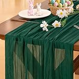 Socomi Emerald Green Cheesecloth Table Runner Summer Boho Rustic Gauze 120 Inch 10Ft Cheese Cloth Sheer Runner For Wedding Party Baby Shower Birthday Home Decor Holiday Decorations
