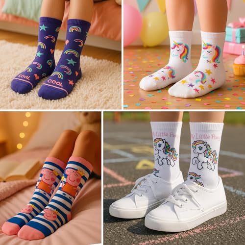 Odd Sox – Big Kids 8-Pack Novelty Themed Crew Socks Bundle-Shoe Sizes 3–5 –Soft, Comfortable, Great Durable Gift for Kids4